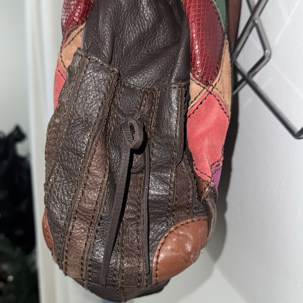 RARE Lucky Brand Boho Indie Multicolored Suede Leather Hobo Bag - Picture 9 of 10